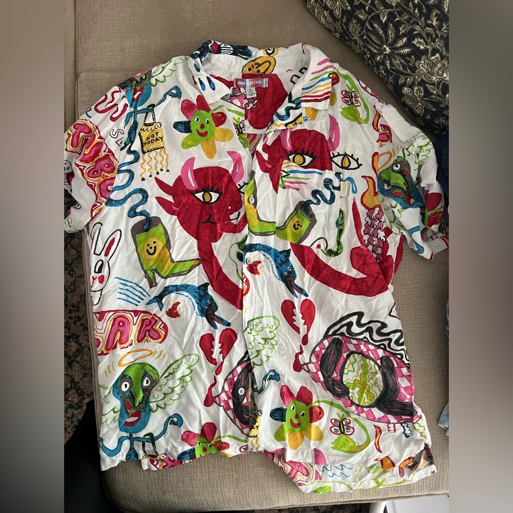 Urban Outfitters-Rare Moschino x Palace Psychedelic Print Bowling Shirt Size L